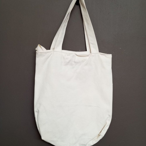 Canvas tote bag with zipper, shoulder bag, white with glitter illustration