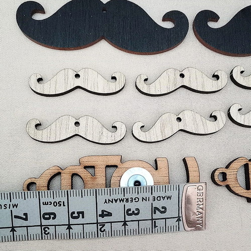 Wooden bow ties and mustaches set of 24, new