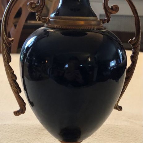 Sevres porcelain vase vintage used with romantic Victorian scene