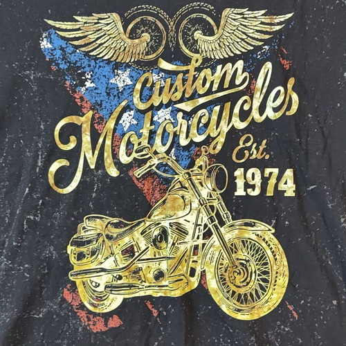 Men's T-shirt Custom Motorcycles size S like new, black acid wash