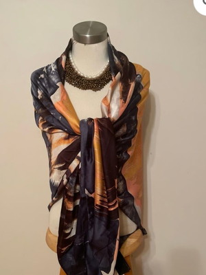 Oversized scarf H&M σαν καινούργιο σε αποχρώσεις μπλε και πορτοκαλί