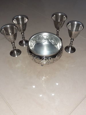 Ασημένιο σετ αντίκας περιτεχνα διακοσμημένο καινούργιο