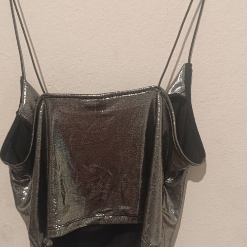 H&M silver metallic elastic crop top S