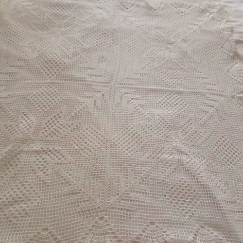 Handmade crochet square white 0.80x0.75 new
