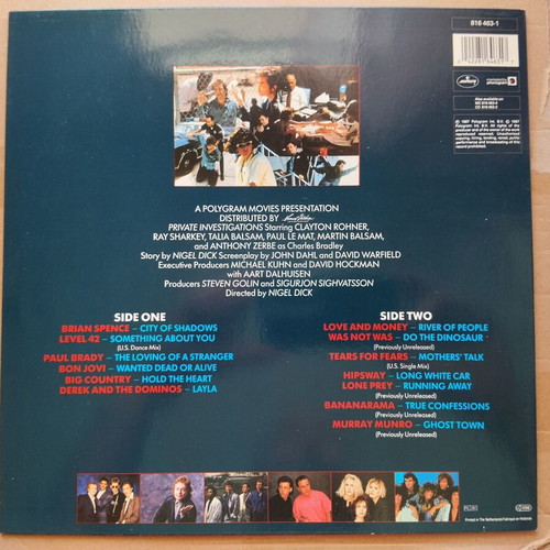 P.I. Private Investigations LP rock soundtrack like new