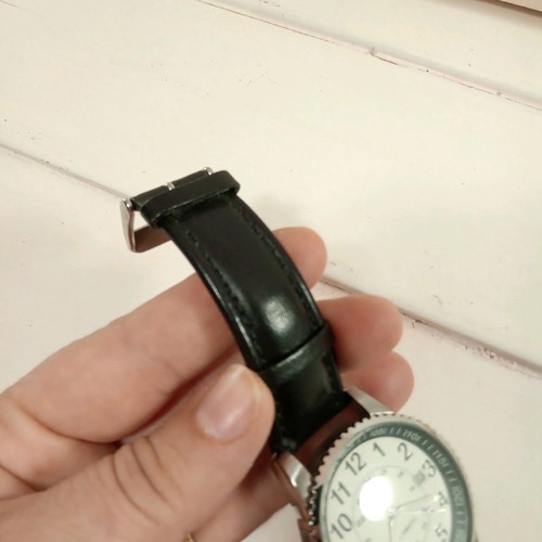 Elysee Automatic White Watch Dusseldorf Germany 3 ATM, unused, leather strap