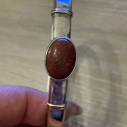 Silver-gold 950 585 bracelet with semi-precious stone used