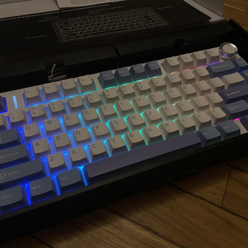 AULA F75 wireless mechanical gaming keyboard, white and blue/purple