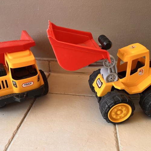 Set of large children's construction trucks like new