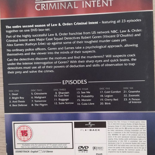 Law & Order Criminal Intent Seasons 1, 2, 3 DVD like new
