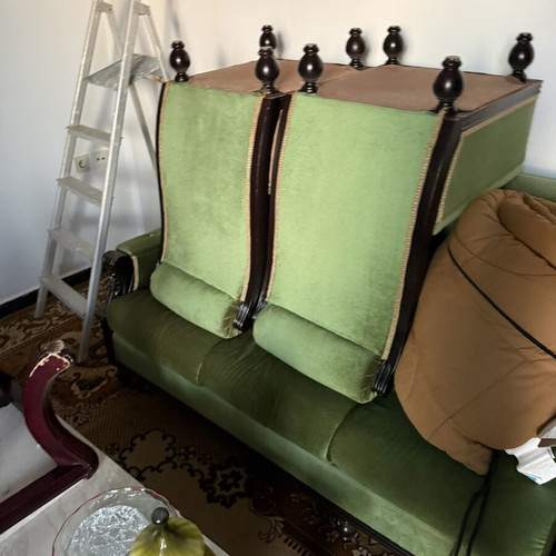 Classic sofa with 4 armchairs and 3 marble tables used