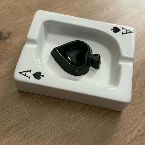 Ace of Spades Porcelain Ashtray handmade, new