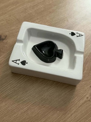Ace of Spades Porcelain Ashtray handmade, new