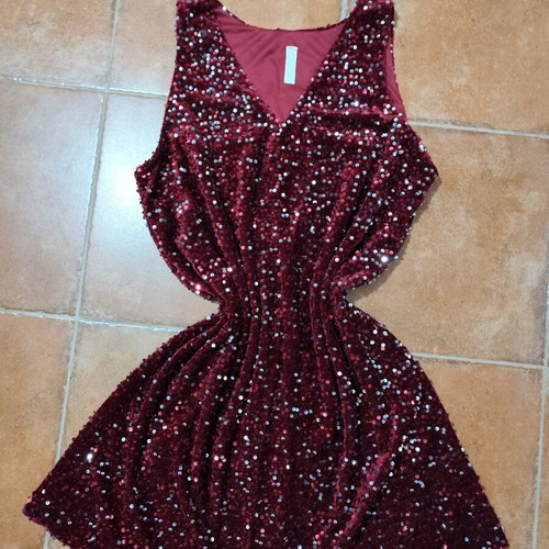 Velvet dress with sequins red new, size L/XL
