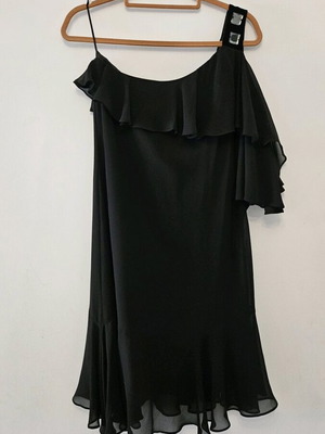 Little black dress Zara like new, black asymmetrical dress with ruffles