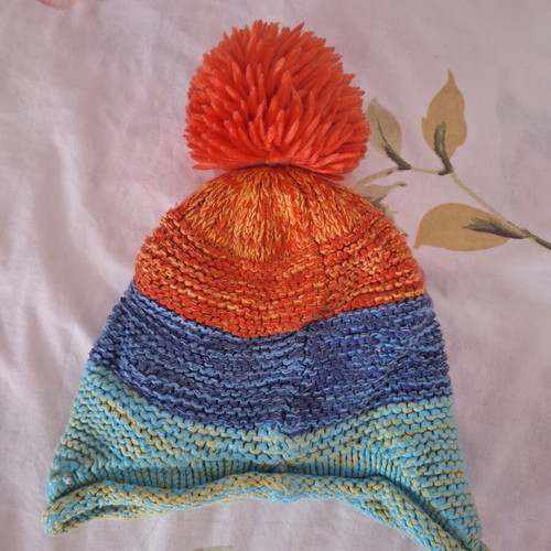 Children's winter hat with lining, colorful