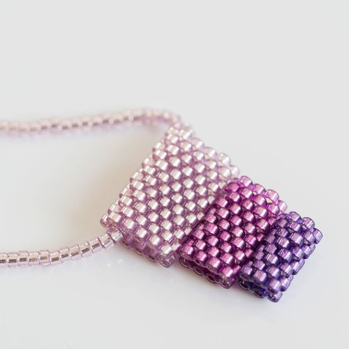 Custom-made necklace in purple and pink colors