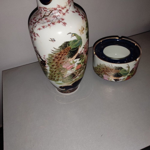 Σετ βάζο και τασάκι πορσελάνης Shibata Chinaware LTD. Japan μεταχειρισμένο
