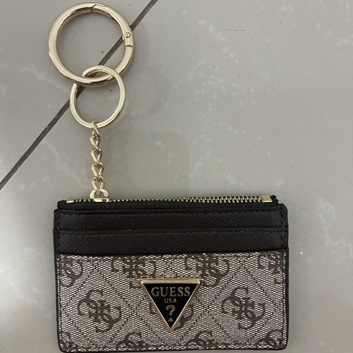 Guess Card Wallet with Zipper Pocket, New, Brown