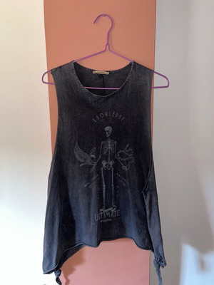 Αμάνικο τοπ μακρύ ροκ Pull & Bear σαν καινούργιο, γκρι μέγεθος M