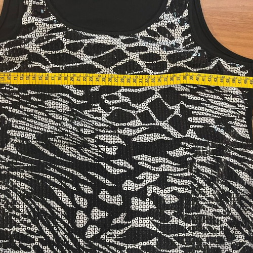 Sequin top blouse L like new, black and white