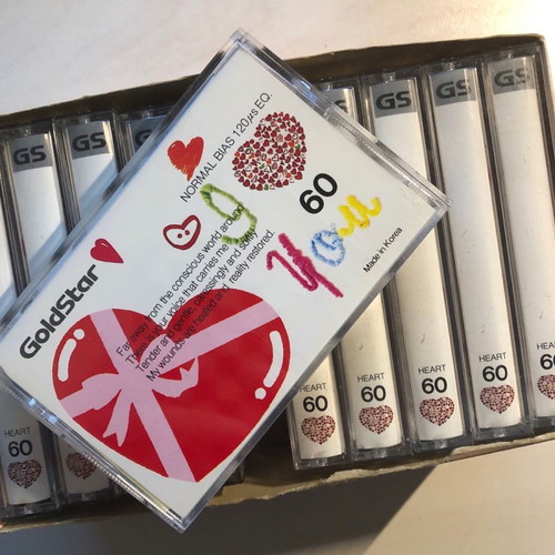 Goldstar I Love You Heart 60 audio cassettes, pack of 10, new