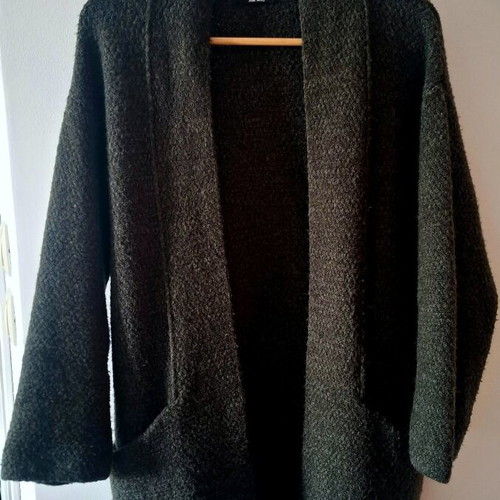 Oversized wool blend cardigan used, dark green