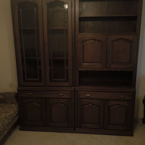 Living room display cabinet made of walnut wood