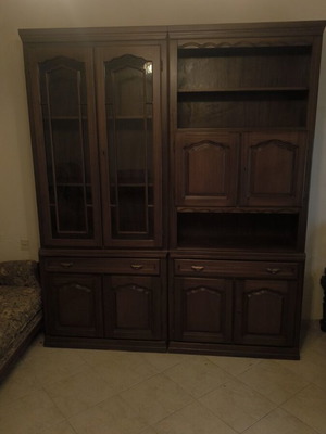 Living room display cabinet made of walnut wood