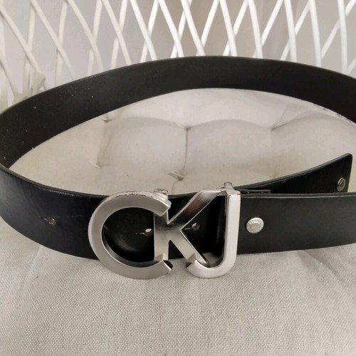 Calvin Klein Jeans (CKJ) leather belt used, black, 110 cm