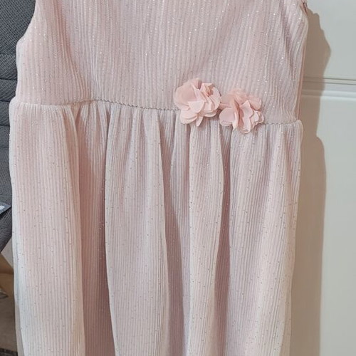 Ebita dress for girls 8 years old with pouch bag, new, pink with gold and silver thread