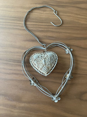Metal heart decoration used for garden or balcony