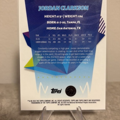 Jordan Clarkson Purple Refractor Card 2024-25 Finest #295 new