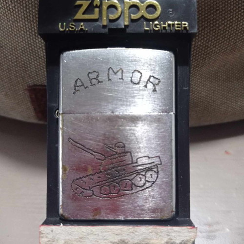 Zippo lighter used 1968 with engraved American soldier Vietnam