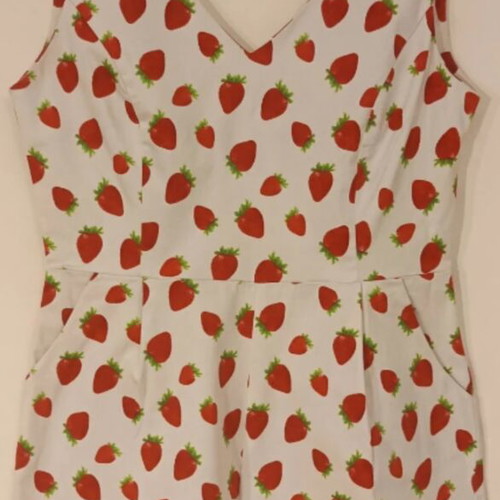 Strawberry romper small, like new, vintage-inspired women's jumpsuit