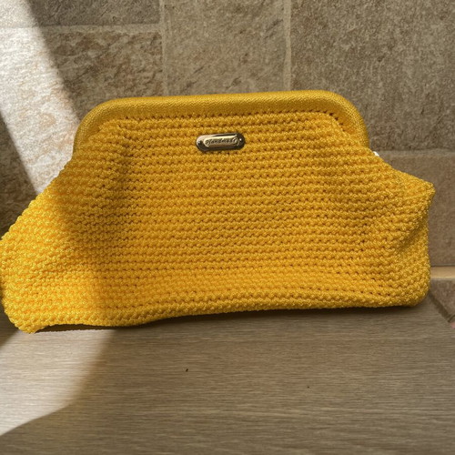 Handmade bag with hard frame yellow, new