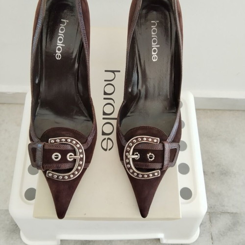 Haralas women's pumps Western Boho size 38.5 suede and leather like new, brown