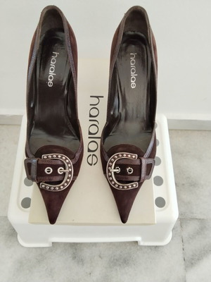 Haralas women's pumps Western Boho size 38.5 suede and leather like new, brown