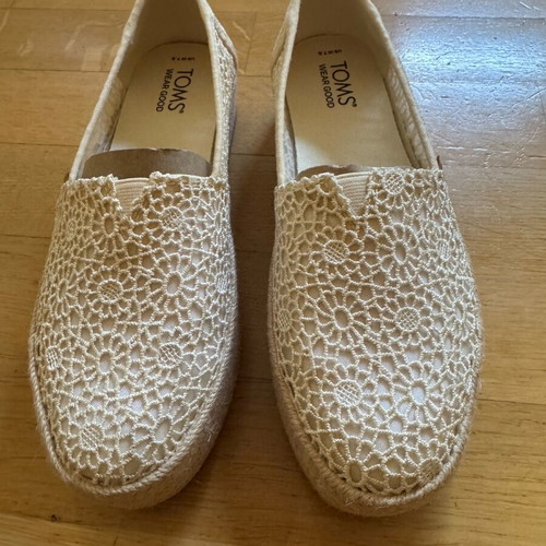 TOMS espadrilles like new, fabric, 4 cm heel, size 38
