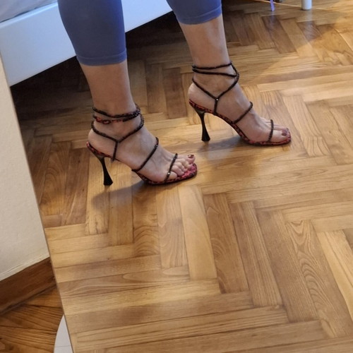 Jeffrey Campbell sandals new with black stones and leopard insole size 41