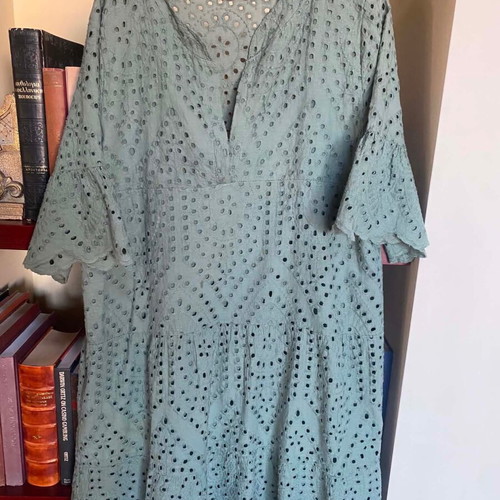 Made in Italy cotton midi dress size L used, green