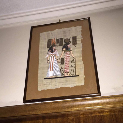 Paintings set of 3 pieces with papyrus fragments