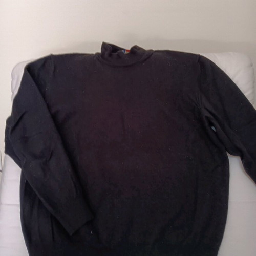 Men's wool sweater used, black, size L with mock neck