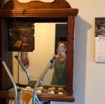 Cupboard with shelves and mirror