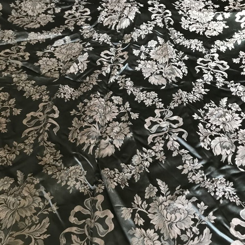 Set of 2 Silk Brocade Antique Curtains