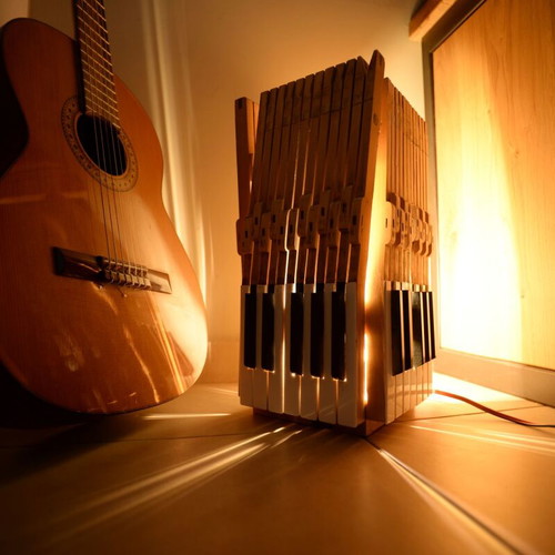 Portatif handmade lamp from old piano keys made to order