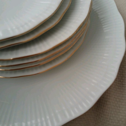 Vintage white porcelain dessert set, 7 pieces, Studio Collection by Family