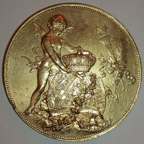 Gold-plated wedding medal of Ferdinand I and Maria 1893 used