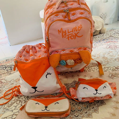 Primary school trolley bag set used with two pencil cases and small bags