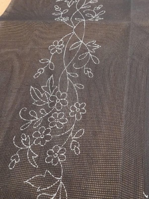 Semain for embroidery with beads, black stamped canvas, new